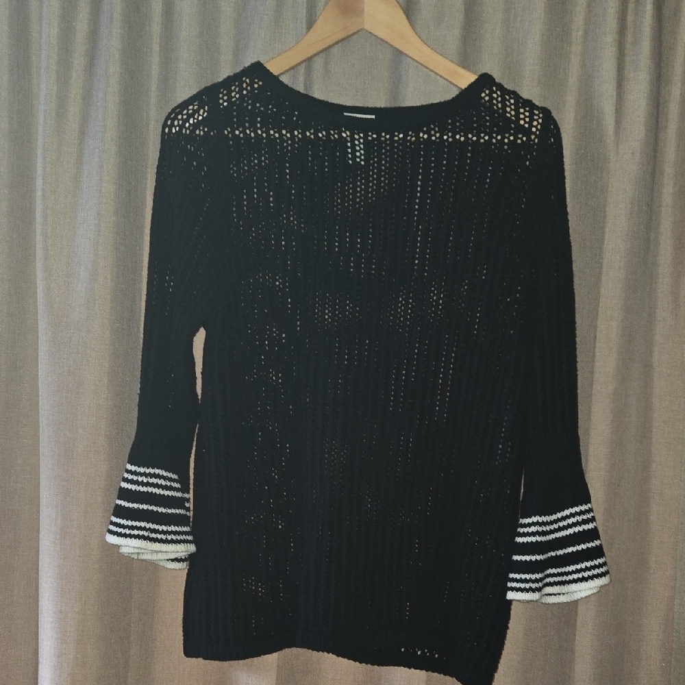 Chico's Black and White Crew Neck Sweater